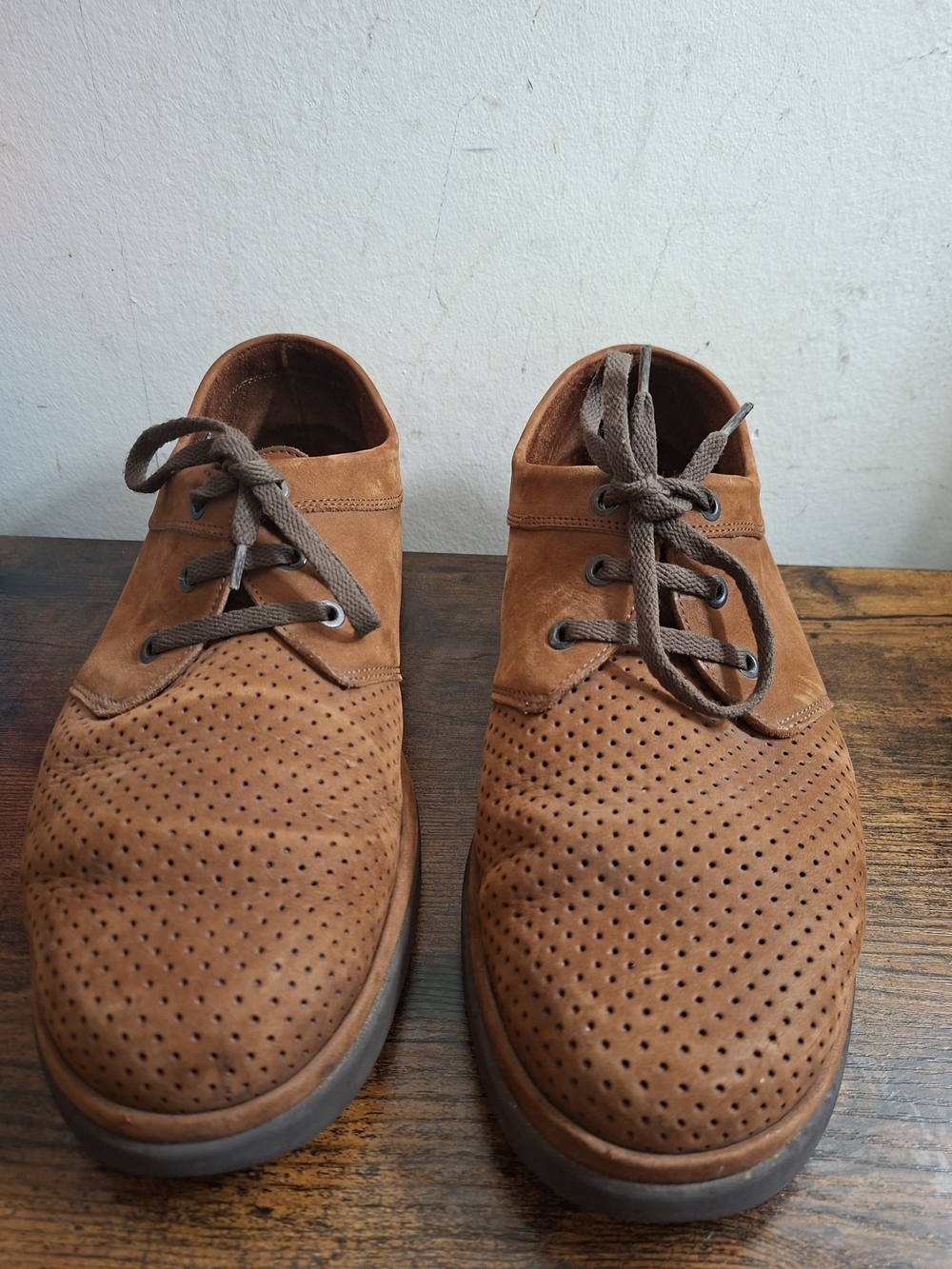 MEPHISTO AIR-JET PERFORATED SUEDE LEATHER LOWTOP SNEAKERS BROWN 9.5